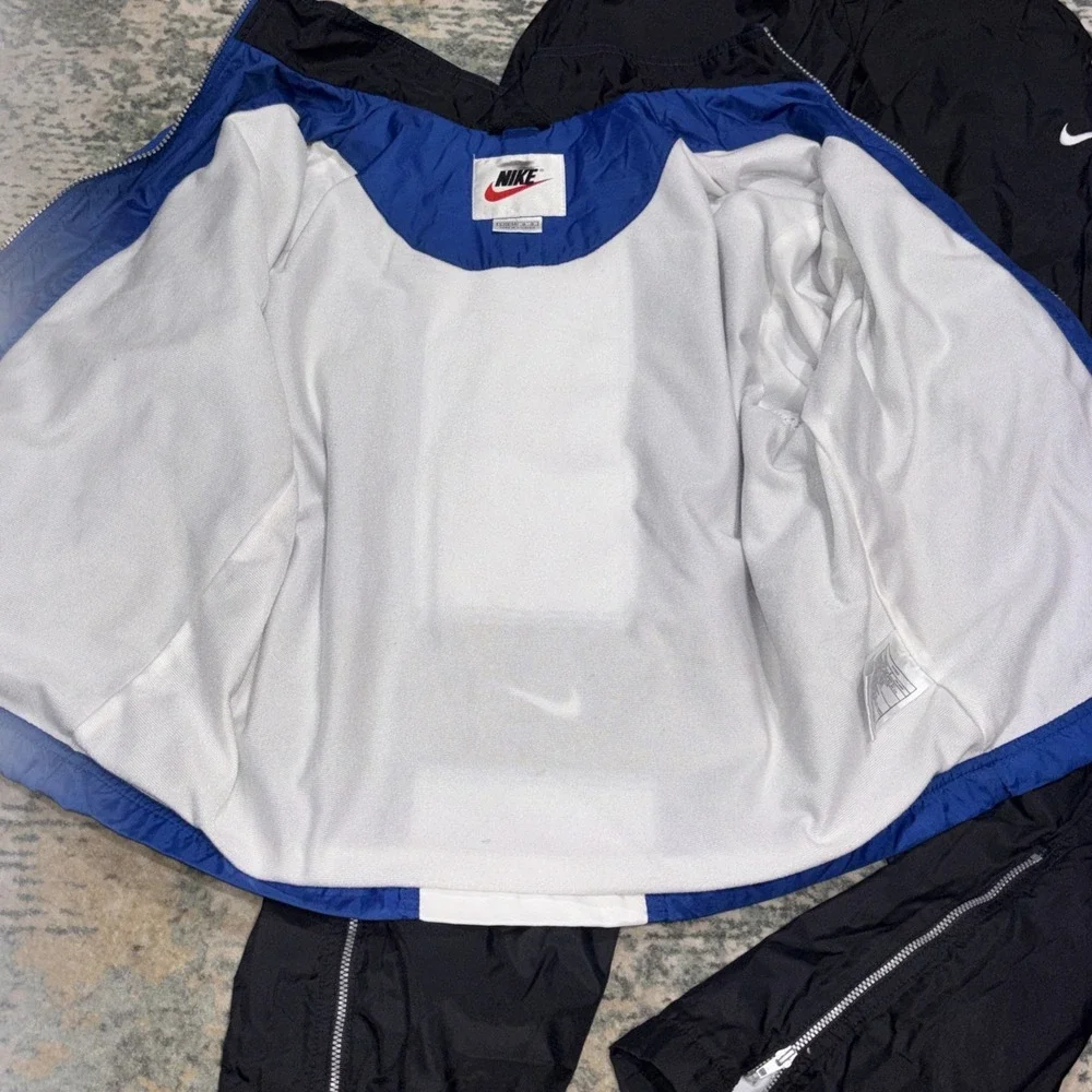 vintage Y2K white tag Nike Color Block Track Suit Womens L12-14 Royal Blue EUC